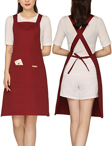 Adjustable Painting Apron with 2 Pockets Cotton for Cobbler,Adult,Butcher,Hairstylist Fits for Grill,bbq,Paint Cross