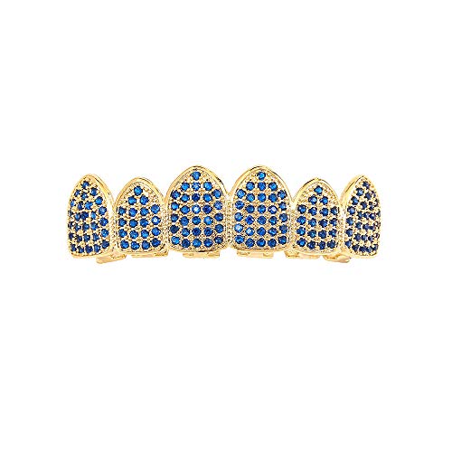 Grelhas de diamante Iced Out - Grelhas de diamante Hip Hop - Conjunto superior e inferior de 6 dente