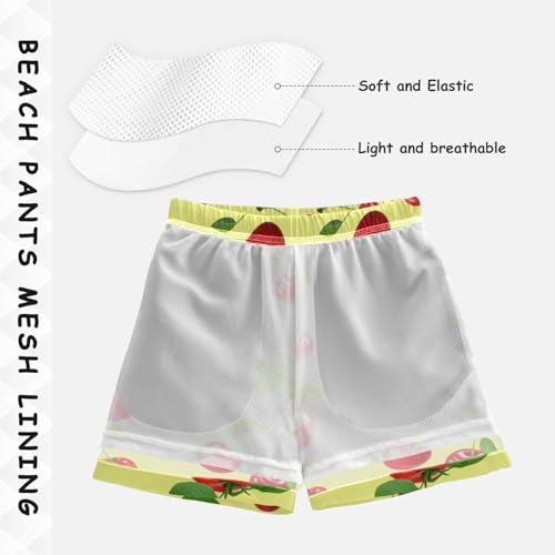 DOMIKING Cherry Leaves Yellow Toddler Boys' Swim Trunks Mesh Lining Swim Shorts for Child Boy Adjustable Waist4