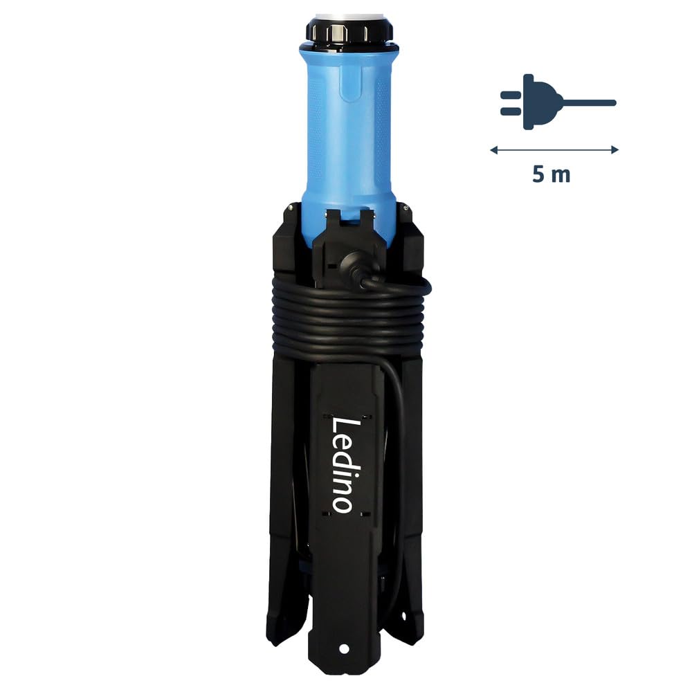 Ledino LED Stehlampe 120W | 360° Lichtsäule | 14400lm | IP69K | LED Baustrahler | Flutlicht für Werkstatt & Baustelle | nicht dimmbar | 5m Kabel