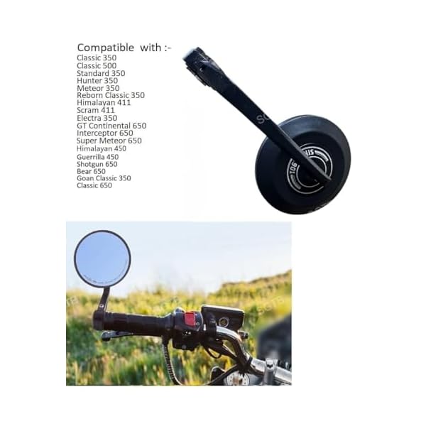 SGTB Latest Handle Bar End Mirrors Compatible with Hunter Meteor Reborn Classic 350 500 Standard Super 650 Shotgun GT Continental Interceptor Himalayan Scram Guerrilla Bikes Mirror Set