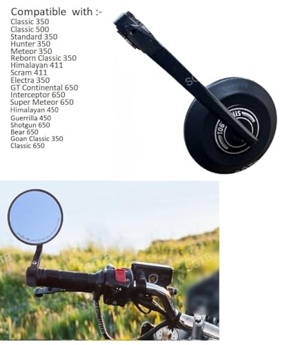 Image of SGTB Handle Bar End Mirrors Compatible with Hunter Meteor Reborn Classic 350 500 Standard Super 650 Shotgun GT Continental Interceptor Himalayan Scram Guerrilla Bikes Mirror Set