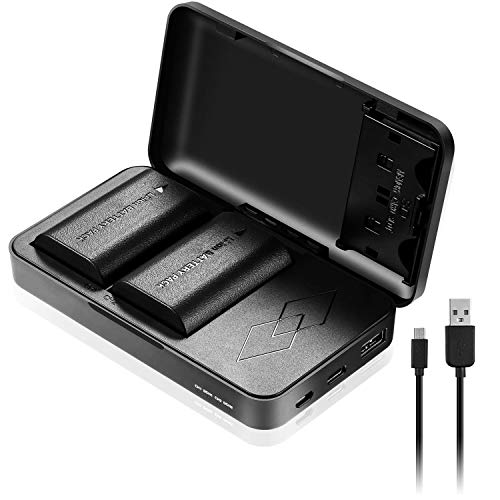JYJZPB LP-E6 LP E6N Battery Charger Case, 2-Pack Camera Batteries Compatible with Canon EOS 5D Mark II, III, IV, 5DS, 5DS R, 60D,6D Mark II, 7D, 7D Mark II,70D, 80D(Upgrade, with Power Bank Function)