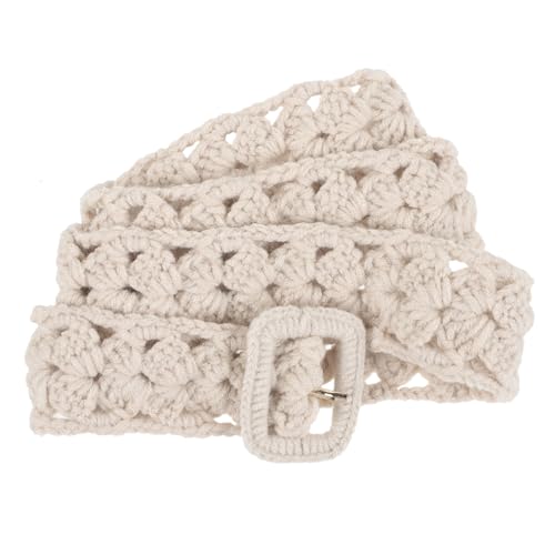 Woven Cotton Waist Belt for Women Stylish Macrame Design for Dresses Casual Wear Wide Belt for Summer Fashion Chic and Versatile Accessory Beige