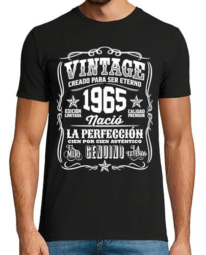 latostadora Camiseta Manga Corta 1965 Vintage 57 Cumpleaños 57 Años para Hombre - Negro 5XL - Ref. 1324210-P