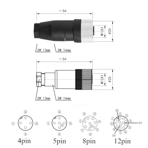 Conector M12 5 pines macho y hembra resistente al agua miniatura 2