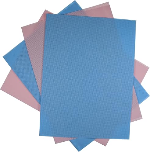 Image of KCS 4 /6 pc of 12 inch x 18 inch 30cmx45cm 16CT Counted Cotton Aida Cloth Cross Stitch Fabric (Light Blue+Pink, 4 pc)