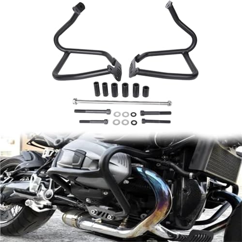 Protection de cadre moto R9T avec pare-choc moteur tubulaire noir antichoc