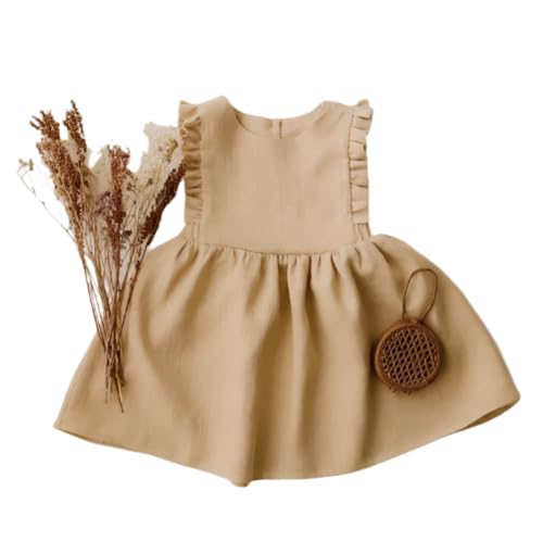 Kids Baby Girls Summer Casual Cute Pastoral Solid Color Sleeveless Dress