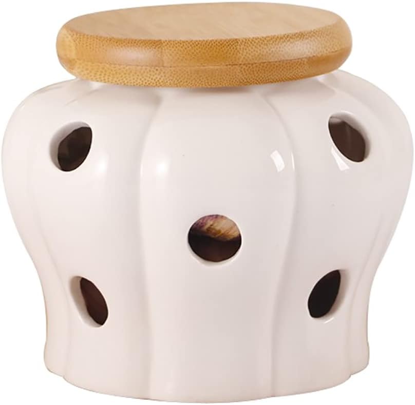 DITIYA Kitchen Storage Canister, Ceramic Garlic Jar with Lid, Practical