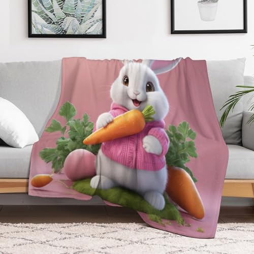 Couverture lapin mignon en flanelle le cadeau idéal pour décorer un lit - 3