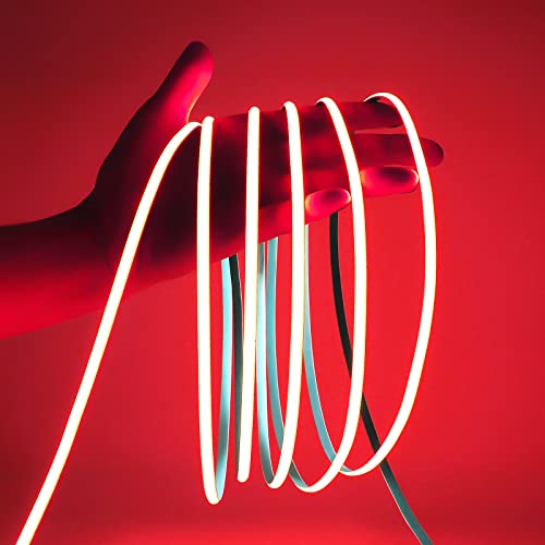 5m 12V COB LED Tape Rot 5mm ultradünn 400LED/m flexible LED Lichtleiste für Innen Deko Möbel Küche Arbeitsplatte Hintergrundbeleuchtung CRI90 dimmbar sicher Niedervolt (ohne Netzteil und Controller)