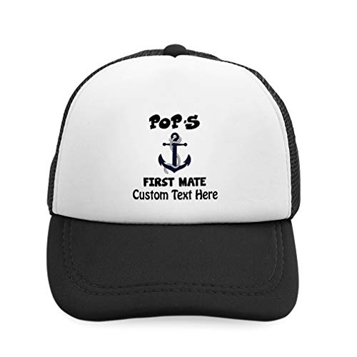 Custom Kids Trucker Hat Pop's First Mate Grandpa Grandfather Boys Caps & Girls
