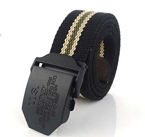 Ceinture en toile tressée élastique rayée verte unisexe de 140 cm