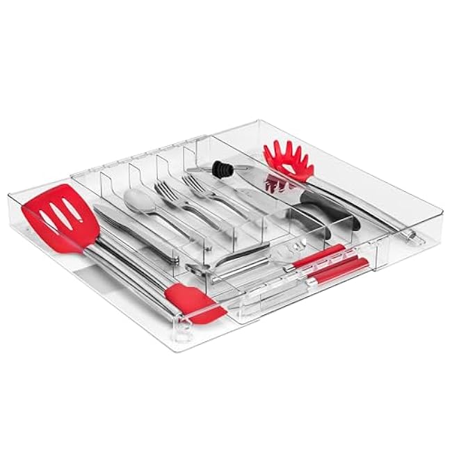 Sorbus Silverware Organizer ¨C Expandable Kitchen Drawer Organizer, Adjustable Utensil Organizer, Cutlery Tray for Forks, Knives, Spoons ¨C Multipurpose Flatware and Kitchen Storage Solution