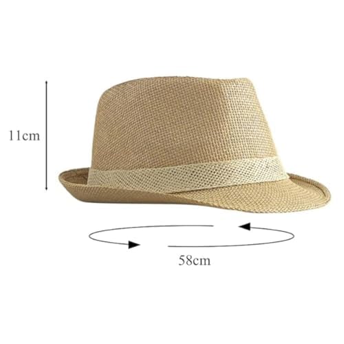 Image of Men Fedora Beach Sun Hat Women Panama Short Brim Sun Protection Straw Beach Hat Classic Foldable Packable Jazz Beach Sun Hat