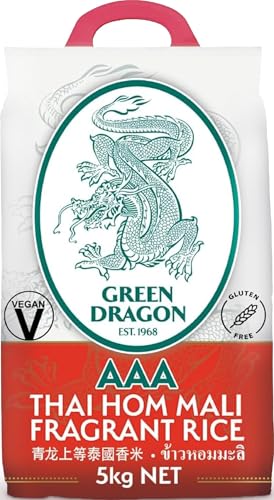 Image of Green Dragon Thai Fragrant Jasmine Rice 5KG | Thai Hom Mali | AAA | Premium Rice | White Rice | Chinese Ingredients | Chinese Asian Cooking | 5KG