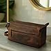LEATHER VILLAGE Genuine Leather Travel Toiletry Bag - Water-Resistant Dopp Kit for Toiletries, Large Shaving Bag & Bathroom Organizer - Gift for Men & Women - Rustic Brown