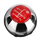 MLMDRHEX Auto-Ganghebel-Teile 55344048 5 Geschwindigkeit Chrom + Rotes Getriebe Umschaltknopf Verschieben Übertragungshebelknopfhandbuch Kompatibel mit FIAT 500 2012-2018 Autoteile