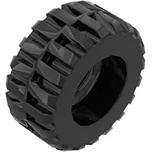 16 Piece Tire 30.4x14 Offset Tread-Band Around Center of Tread, Black, Compatible with Lego Parts 92402