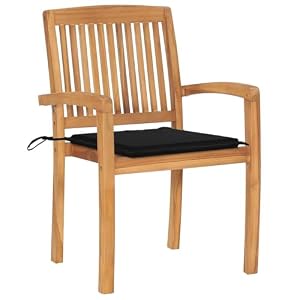 SKM SKM Gartenstühle 2 STK. mit Schwarzen Kissen Massivholz Teak, Weight: 20.34 kg, 3063259