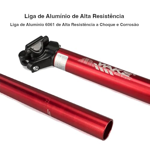 Canote Selim Bicicleta 400mm Em Alumínio - Wake - Vermelho - 31,6