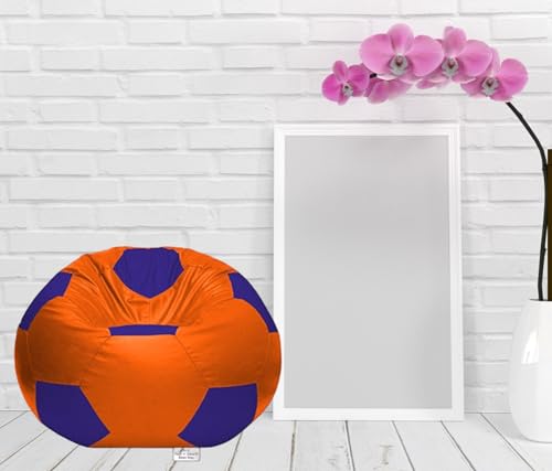 Image of RnS Rest 'n' Sleep - Bean Bag Football Chair Filled with Beans for Living Room, Bed Room for Relaxing, with 1 Year Warranty (Royal Blue /Orange, XXXL)
