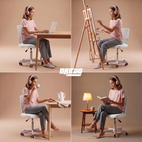 Image of DROGO Nova Ergonomic Office Chair, Armless Mesh Desk Chair with Breathable Backrest & Height Adjustable Seat, Soft Cushioned Computer Chair for Home, Study & Bedroom, 1 Year Warranty (White)