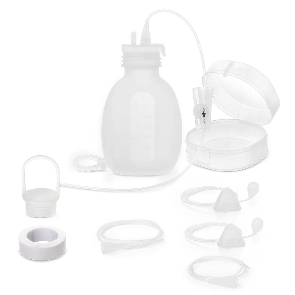 haakaa Set di Tubo di Alimentazione Supplementare e Sacca, Sistema di Allattamento Supplementare per Bambini, SNS Breastfeeding System, Silicone per Alimenti
