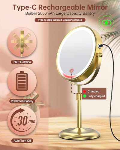 Espejo de Maquillaje con Luz y Aumento 10X, Ajustable miniatura 5