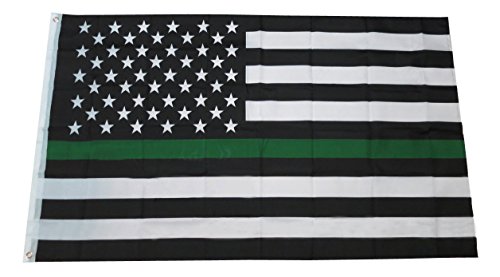 Thin Green Line USA Flag for Army Military Sheriffs Law Enforcement Federal Agents Border Patrol Park Rangers Game Wardens Wildlife Conservation Environment 3x5 Feet Flag by TrendyLuz Flags