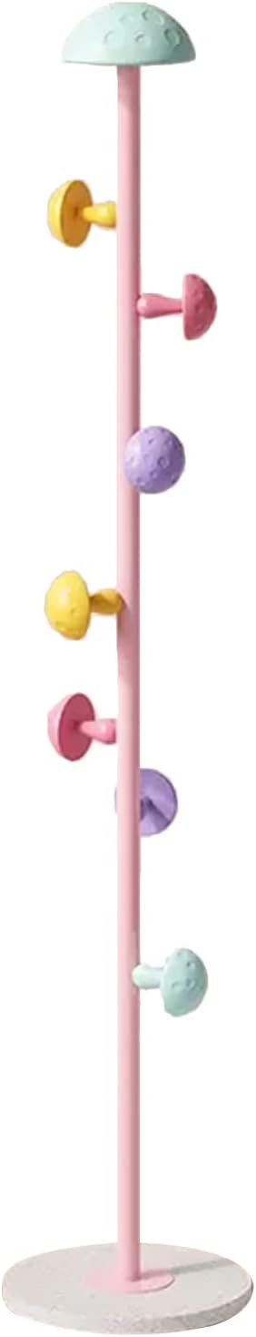 Coat Rack Stand for Children, Metal Freestanding Garment Rack with 8 Mushroom Hooks, Blue