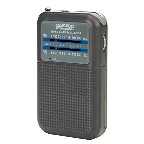 Daewoo DRP-8 Radio ANALÓGICO AM FM de BOLSILLO CON ALTAVOZ, Gris