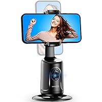 Auto Face Tracking Stativ, 360° Rotation Smart Telefonhalter, Keine App nötig, Gesicht Körper Selfie Stick Gimbal Stabilisator für Videoaufnahme, Live Streaming, Vlog (Schwarz)