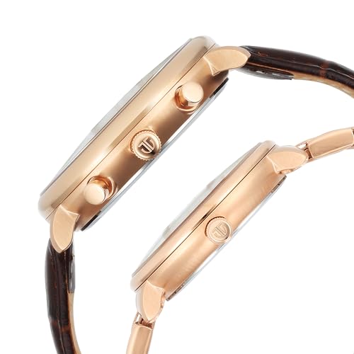 Titan Bandhan Quartz Analog with Date Brown Leather and Stainless Steel Strap for Couple-9400794207WZ02P - Image 3