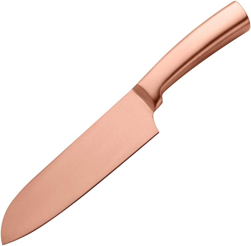 Stainless Steel Chef Knife Kitchen Cooking Cleaver Multi-purpose Santoku Knife 6.3 inch Sharp Blade Rose Gold
