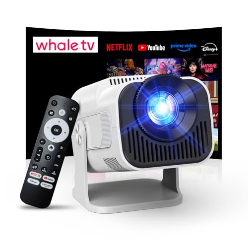 Image of 4K Projector with Wifi and Bluetooth, 1080P Native Mini Projector Portable, Compatible with Netflix /YouTube/PrimeVideo/Disney, Smart Home Outdoor Projector-White