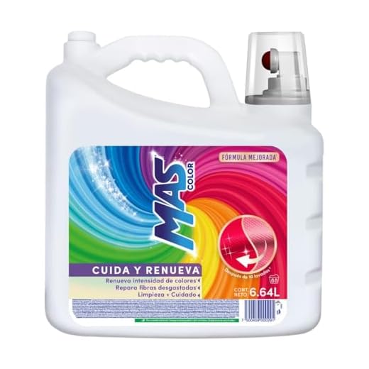 MAS Color - Colores Intensos 6.64L Detergente Líquido para Cuidar el Color de la Ropa (88 cargas), Ideal para Colores Intensos, Mantiene la Ropa Suave y Fresca