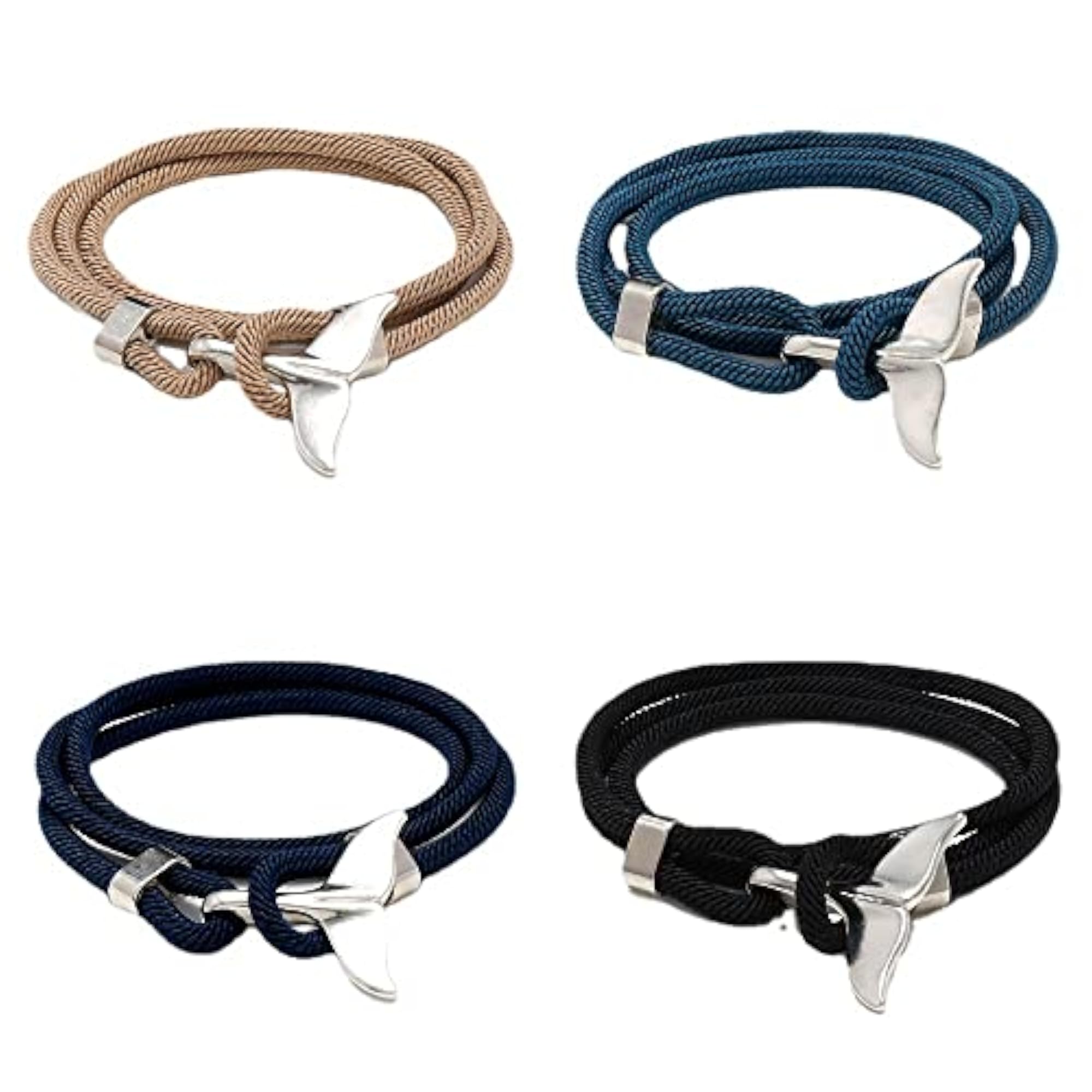 Unisex Handcrafted Woven Rope Bracelet with Zinc Alloy Whale Tail Hook Clasp