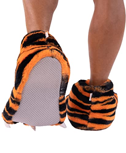 Lazy One Animal Paw Slippers for Kids and Adults, Fun Costume for Kids, Cozy Furry Slippers, Tiger - Thumbnail 3