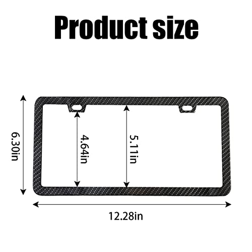 Aicel Carbon Fiber License Plate Frame, 2 Pack Universal Us Stainless Steel License Plate Frame Covers, Rust-Proof And Rattle-Proof Car Tag Holder Bracket With Screws Caps, Car Accessories (2 Holes) #TOP1