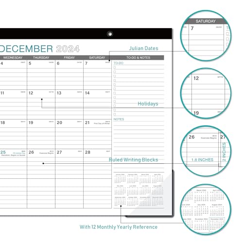 2026 Desk Calendar - 17" x 12" Desk Calendar 2026, JAN 2026 - DEC 2026, 12 Months Calendar 2026, Desk Pad, Large Ruled Blocks, Premium Paper - Image 5