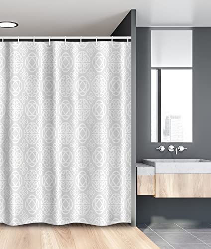 Ambesonne Celtic Stall Shower Curtain, Retro Tribal Celtic Knots Eternity Forms Pattern Boho Ireland Irish Floral Artwork, Fabric Bathroom Decor Set with Hooks, 54" W x 78" L, Grey White