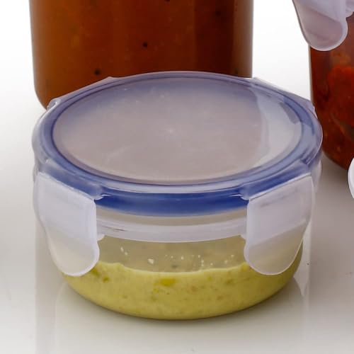 Image of KEMETHY Plastic Round Airtight Food Storage Containers with Leak Proof Locking Lid, BPA Free, Transparent, 5 Pcs Set, 110 /160 /210 /400 /500 ml (Transparent- 5 Pcs)