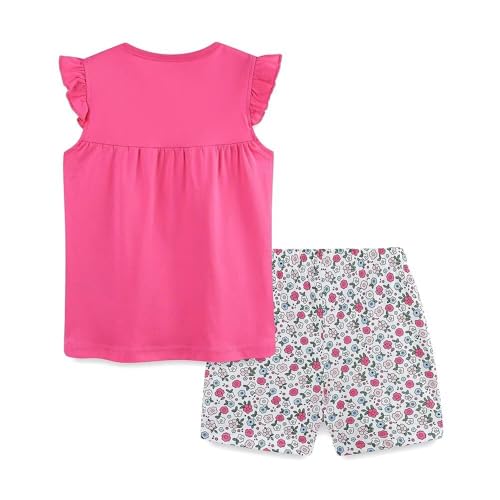 Image of Girls Shorts Set Outfits for Toddler Girls T-shirts Clothing Sets Kids Summer Graphic Cotton Tops Tees 3-7 Years