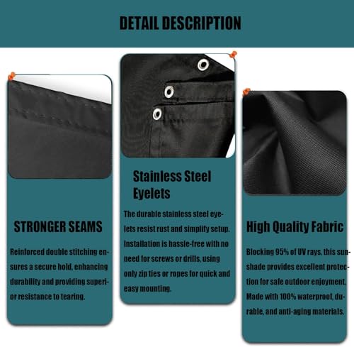 Voile d'ombrage rectangulaire anti-UV et imperméable avec oeillets - 5