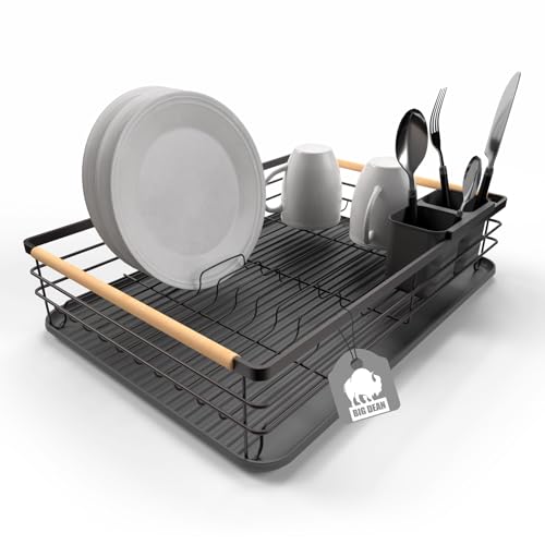BigDean Abtropfgestell Geschirr aus Metall – platzsparendes Geschirrabtropfgestell mit Besteckkorb BigDean Abtropfgestell Geschirr aus Metall – platzsparendes Geschirrabtropfgestell mit Besteckkorb
