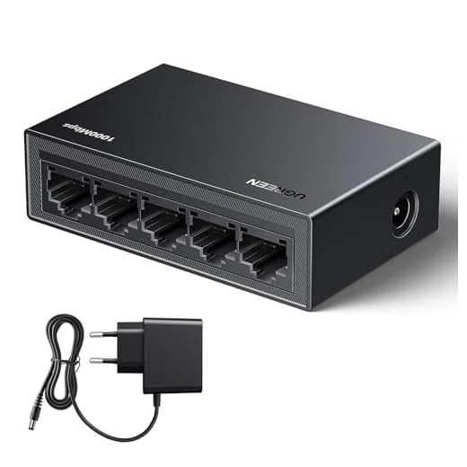 UGREEN Switch Ethernet 5 Puertos Conmutador de Red LAN Splitter Gigabit Velocidad de 10/100/1000 Mbps, Ajuste Dúplex, Plug and Play, Hub RJ45 para TV/Portátil/Enrutador/Monitor