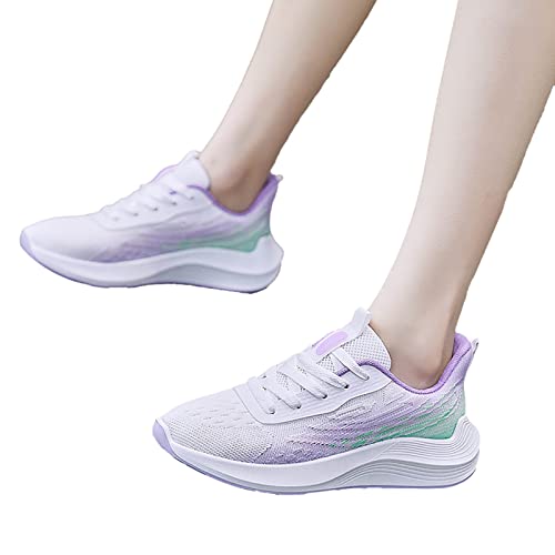 Zapatillas de senderismo para mujer, ligeras, para mujer, beige, amarillo, tendencia 2023 para mujer, color petróleo para mujer, multicolor, morado, 40 EU