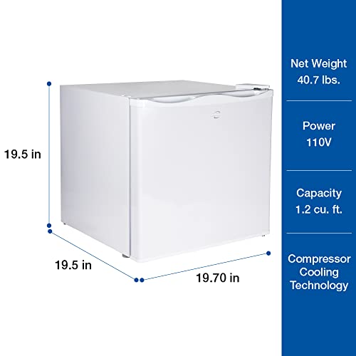 Koolatron Mini Upright Freezer 1.2 Cu Ft (34L) White, Manual Defrost, Space-Saving Flat Back, Reversible Door, Wire Shelf, For Apartment, Condo, Office, Rv, Cabin, Dorm Room, Home Bar #TOP6